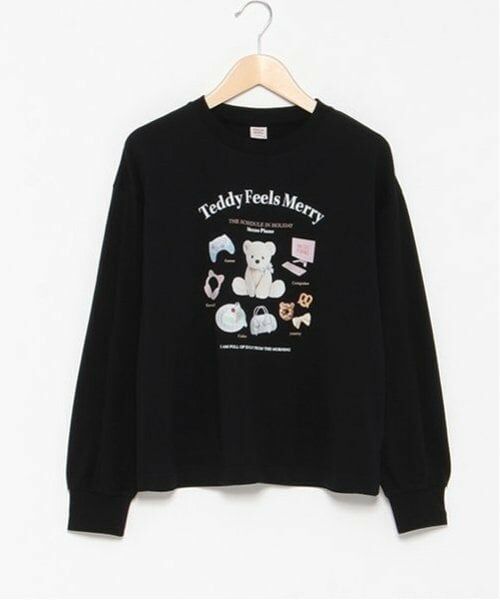 mezzo piano junior / メゾピアノジュニア Tシャツ | 【GOOD PRICE】Teddy Merry長袖Tシャツ（黒）