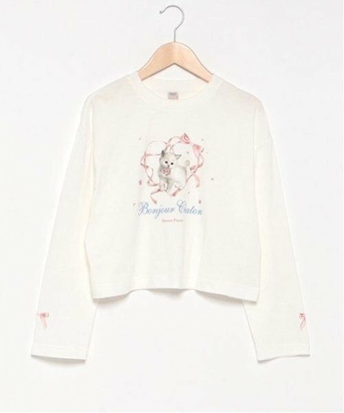 mezzo piano junior / メゾピアノジュニア Tシャツ | Bonjour Chaton長袖Tシャツ(オフ ホワイト)