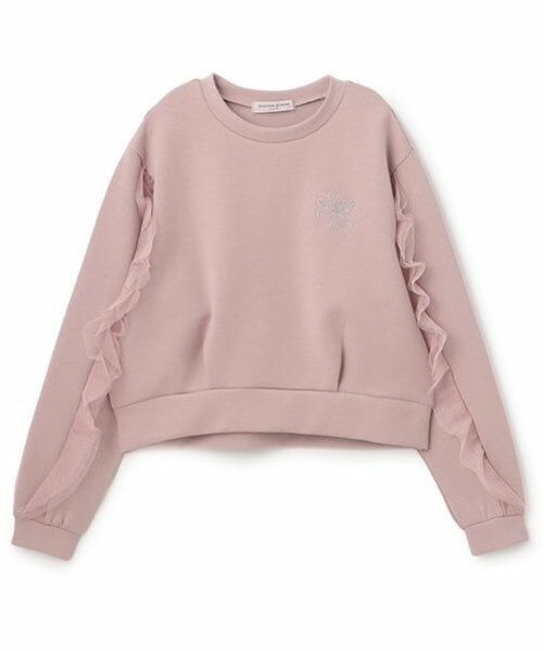 mezzo piano junior / メゾピアノジュニア スウェット | 袖チュール フリルトレーナー（ライト ピンク）