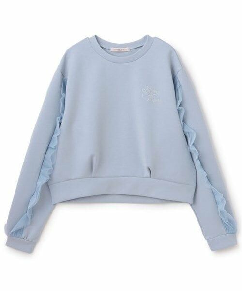 mezzo piano junior / メゾピアノジュニア スウェット | 袖チュール フリルトレーナー（ライト ブルー）