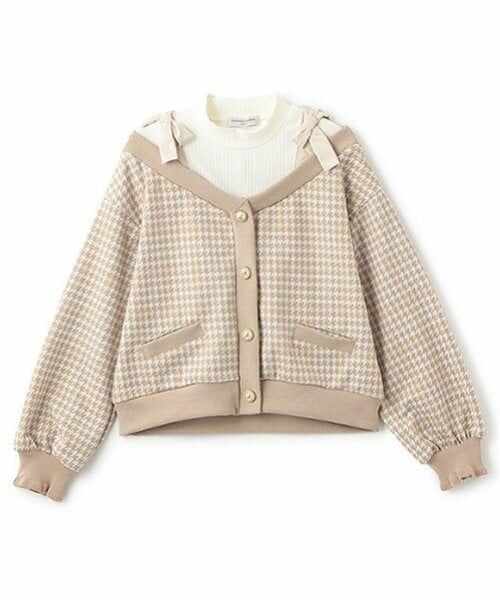 mezzo piano junior / メゾピアノジュニア スウェット | ショルダーリボンレイヤードトレーナー（モカ茶）