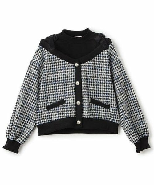 mezzo piano junior / メゾピアノジュニア スウェット | ショルダーリボンレイヤードトレーナー（黒）