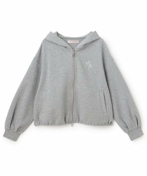 mezzo piano junior / メゾピアノジュニア パーカー | スフレタッチWジップパーカ（グレー）