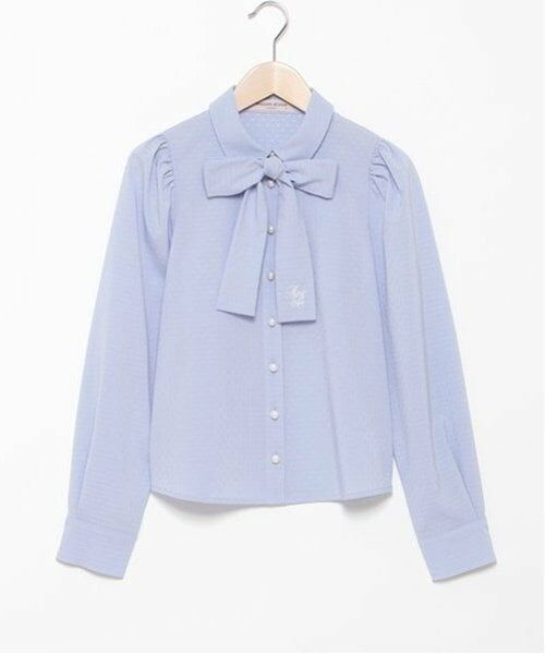 mezzo piano junior / メゾピアノジュニア シャツ・ブラウス | パールボタンボウタイブラウス（サックス）