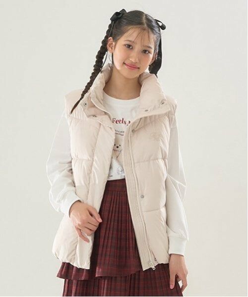 mezzo piano junior / メゾピアノジュニア ダウンジャケット・ベスト | 【撥水】スタンドカラーパフベスト（アイボリー）