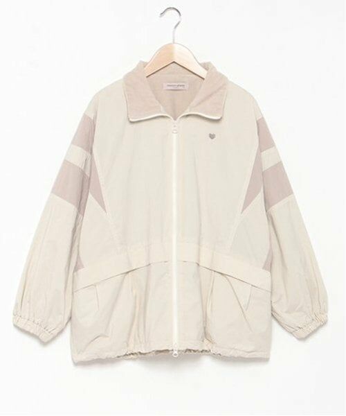 mezzo piano junior / メゾピアノジュニア ブルゾン | 【撥水】裏フリースあったか配色トラックジャケット（薄ベージュ）