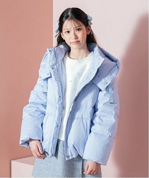 mezzo piano junior / メゾピアノジュニア ブルゾン | 【撥水】暖かポケット リサイクルダウンブルゾン（ライト ブルー）