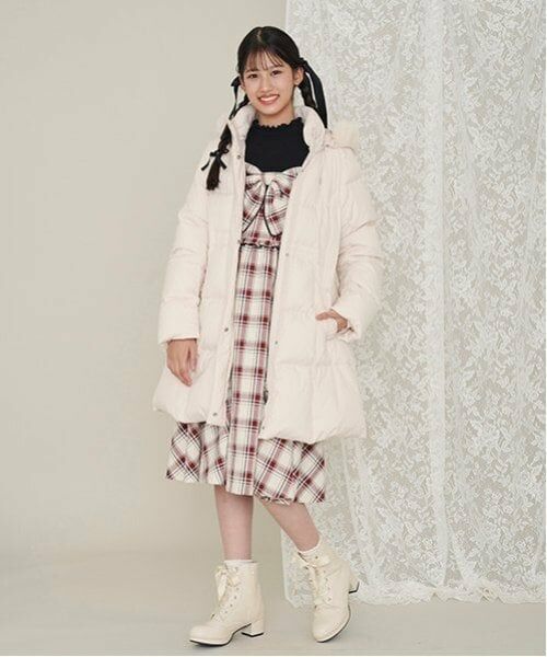 mezzo piano junior / メゾピアノジュニア その他アウター | 【撥水】ベルトつきリボンポケットロングダウン | 詳細19