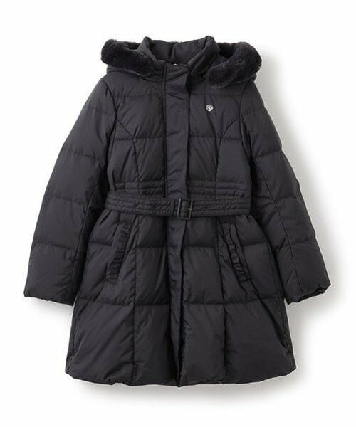 mezzo piano junior / メゾピアノジュニア その他アウター | 【撥水】ベルトつきリボンポケットロングダウン（紺）