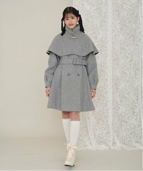 mezzo piano junior / メゾピアノジュニア その他アウター | ケープつきマルチカラーコート | 詳細21