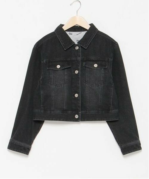 mezzo piano junior / メゾピアノジュニア ブルゾン | リボン刺しゅうデニムジャケット（黒）