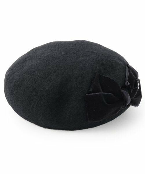 mezzo piano junior / メゾピアノジュニア ハンチング・キャスケット・ベレー帽 | ベロアリボンベレー帽（黒）