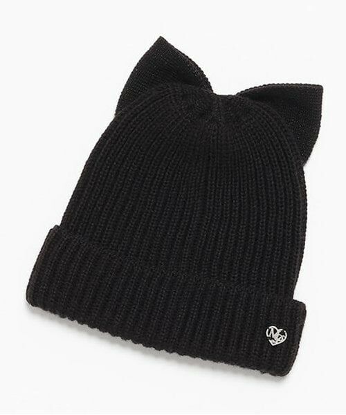 mezzo piano junior / メゾピアノジュニア ニットキャップ | きらきらリボンニット帽（黒）