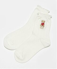 mezzo piano junior / メゾピアノジュニア ソックス | くまさん刺しゅうソックス