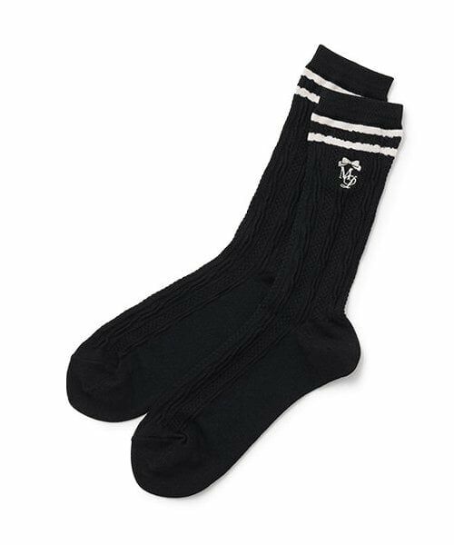 mezzo piano junior / メゾピアノジュニア ソックス | ケーブルラインソックス（黒）