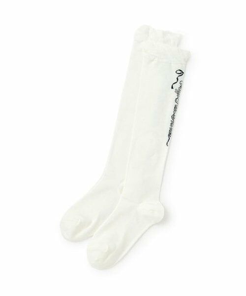 mezzo piano junior / メゾピアノジュニア ソックス | ロゴ&リボンハイソックス（オフ ホワイト）