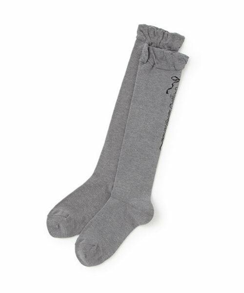 mezzo piano junior / メゾピアノジュニア ソックス | ロゴ&リボンハイソックス（黒）