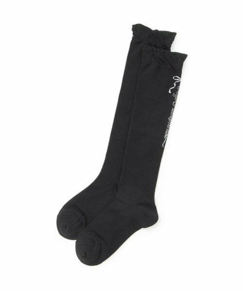 mezzo piano junior / メゾピアノジュニア ソックス | ロゴ&リボンハイソックス（グレー）