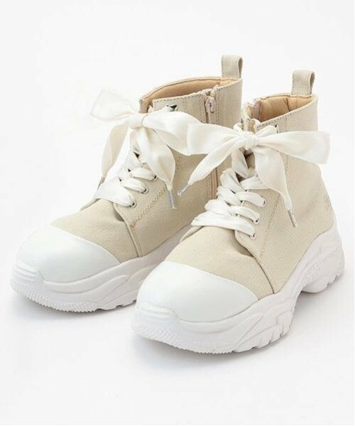 mezzo piano junior / メゾピアノジュニア スニーカー | 厚底ハイカットスニーカー(薄ベージュ)