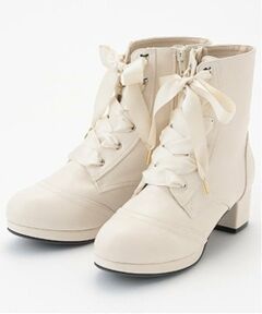 mezzo piano junior / メゾピアノジュニア ブーツ（ショート丈） | サテンリボンレースアップショートブーツ