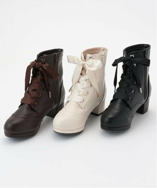 mezzo piano junior / メゾピアノジュニア ブーツ（ショート丈） | サテンリボンレースアップショートブーツ | 詳細11