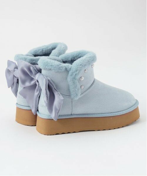 mezzo piano junior / メゾピアノジュニア ブーツ（ショート丈） | パール×りぼんムートン風ブーツ | 詳細1