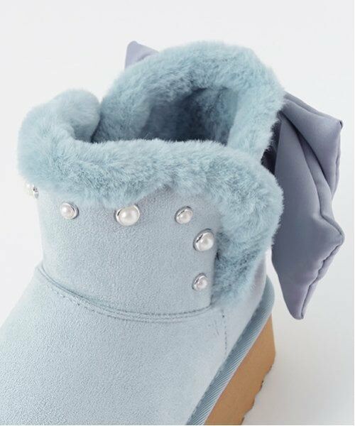 mezzo piano junior / メゾピアノジュニア ブーツ（ショート丈） | パール×りぼんムートン風ブーツ | 詳細2