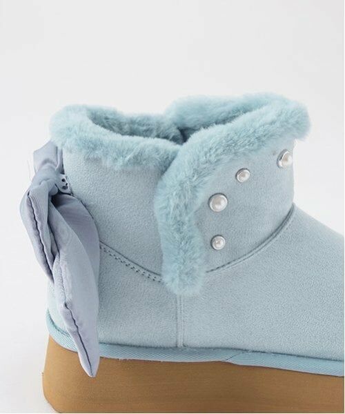 mezzo piano junior / メゾピアノジュニア ブーツ（ショート丈） | パール×りぼんムートン風ブーツ | 詳細4