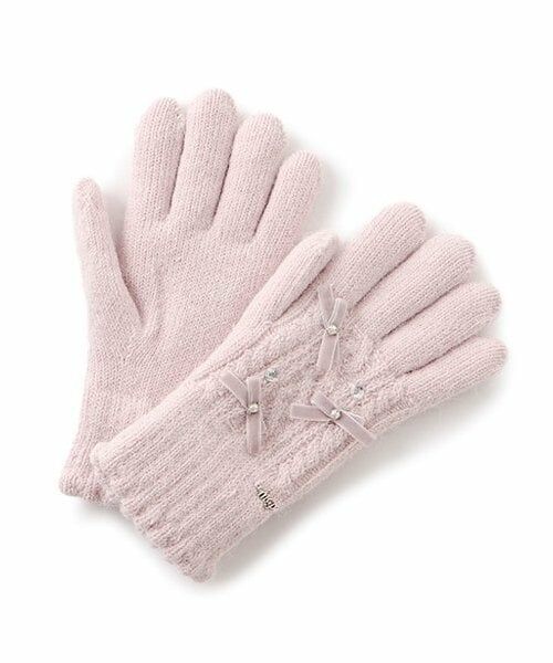 mezzo piano junior / メゾピアノジュニア 手袋 | 裏シャギーリボン手袋（ライト ピンク）