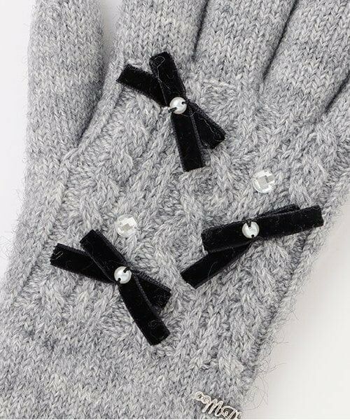 mezzo piano junior / メゾピアノジュニア 手袋 | 裏シャギーリボン手袋 | 詳細1