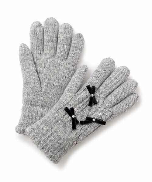 mezzo piano junior / メゾピアノジュニア 手袋 | 裏シャギーリボン手袋（ライト グレー）