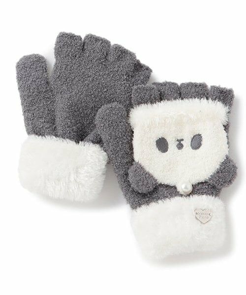 mezzo piano junior / メゾピアノジュニア 手袋 | ぱんだねこわんこマシュマロ手袋（オフ ホワイト）