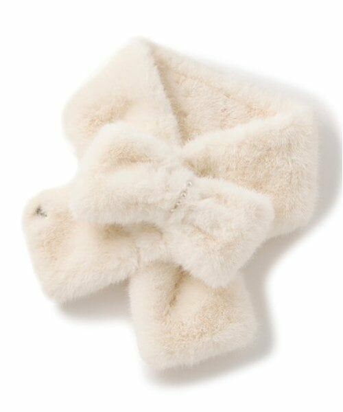 mezzo piano junior / メゾピアノジュニア マフラー・ショール・スヌード・ストール | フェイクファーリボンマフラー（アイボリー）