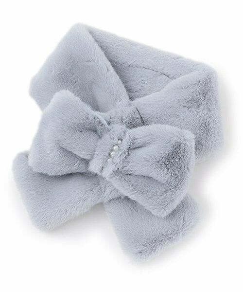 mezzo piano junior / メゾピアノジュニア マフラー・ショール・スヌード・ストール | フェイクファーリボンマフラー（ブルー）