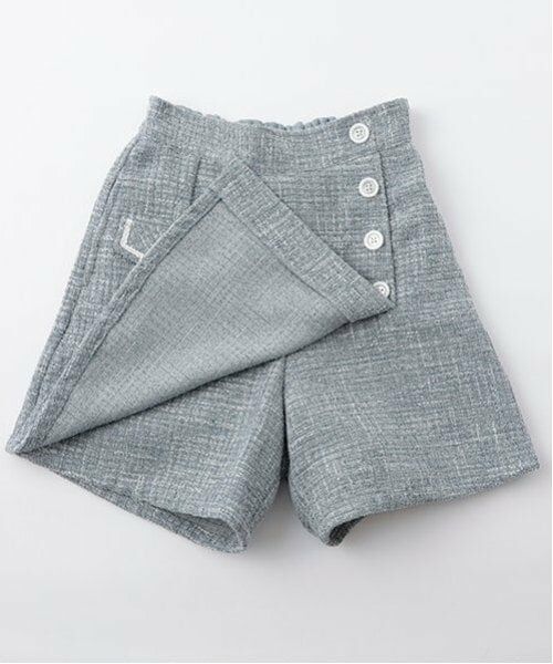 mezzo piano junior / メゾピアノジュニア ショート・ハーフ・半端丈パンツ | ツイード素材ラップショートパンツ | 詳細7