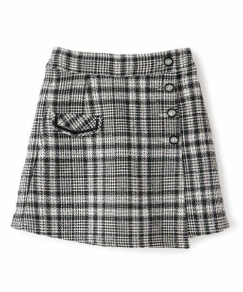 mezzo piano junior / メゾピアノジュニア ショート・ハーフ・半端丈パンツ | ツイード素材ラップショートパンツ（黒）