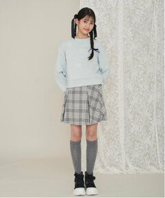 mezzo piano junior / メゾピアノジュニア ショート・ハーフ・半端丈パンツ | ウエストベルトシャギーチェックスカパン（暖かインナーパンツ）