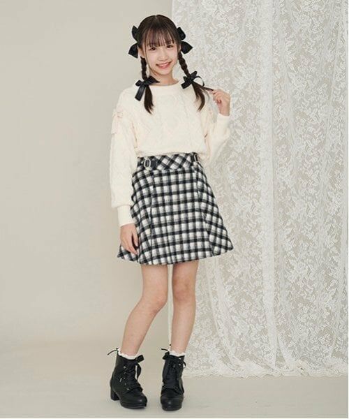 mezzo piano junior / メゾピアノジュニア ショート・ハーフ・半端丈パンツ | ウエストベルトシャギーチェックスカパン（暖かインナーパンツ） | 詳細15