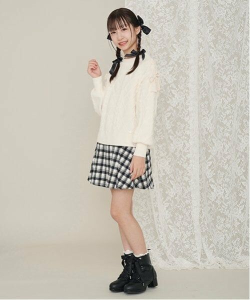 mezzo piano junior / メゾピアノジュニア ショート・ハーフ・半端丈パンツ | ウエストベルトシャギーチェックスカパン（暖かインナーパンツ） | 詳細16