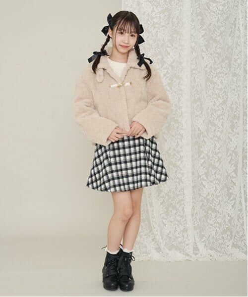 mezzo piano junior / メゾピアノジュニア ショート・ハーフ・半端丈パンツ | ウエストベルトシャギーチェックスカパン（暖かインナーパンツ） | 詳細18