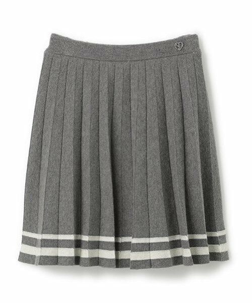 mezzo piano junior / メゾピアノジュニア ミニ・ひざ丈スカート | 裾ラインニットプリーツスカート（グレー）