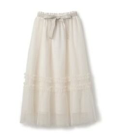 mezzo piano junior / メゾピアノジュニア ミニ・ひざ丈スカート | リボンベルトフリルチュールスカート