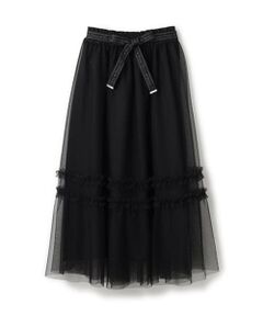 mezzo piano junior / メゾピアノジュニア ミニ・ひざ丈スカート | リボンベルトフリルチュールスカート