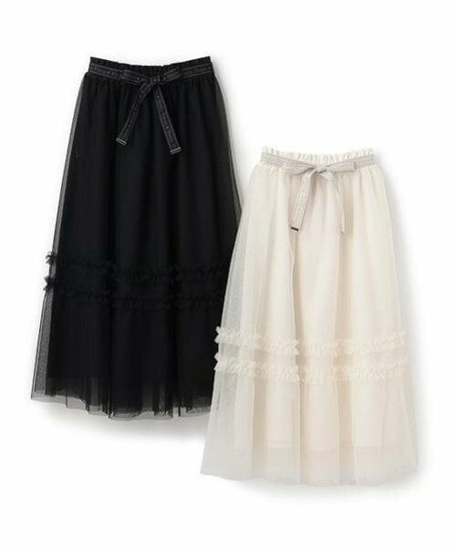 mezzo piano junior / メゾピアノジュニア ミニ・ひざ丈スカート | リボンベルトフリルチュールスカート | 詳細8