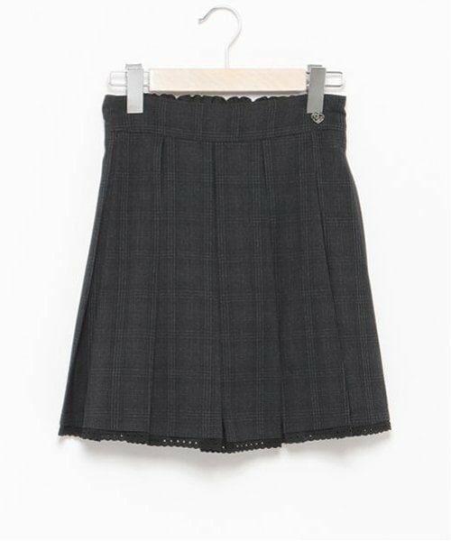 mezzo piano junior / メゾピアノジュニア ミニ・ひざ丈スカート | レーストリムプリーツスカート(チャコール)