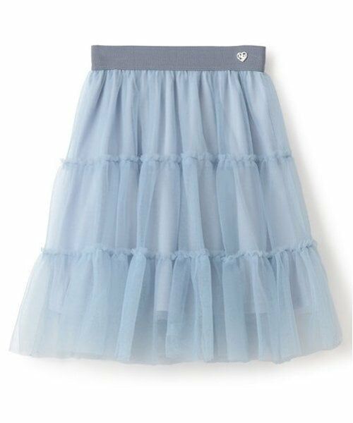 mezzo piano junior / メゾピアノジュニア ミニ・ひざ丈スカート | ふんわりフリルチュールスカート（ライト ブルー）