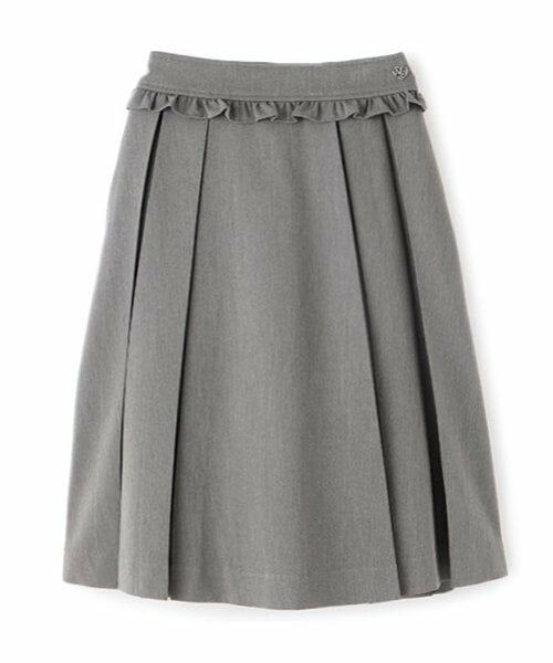 mezzo piano junior / メゾピアノジュニア ミニ・ひざ丈スカート | ウエストフリルミディ丈プリーツスカート(グレー)