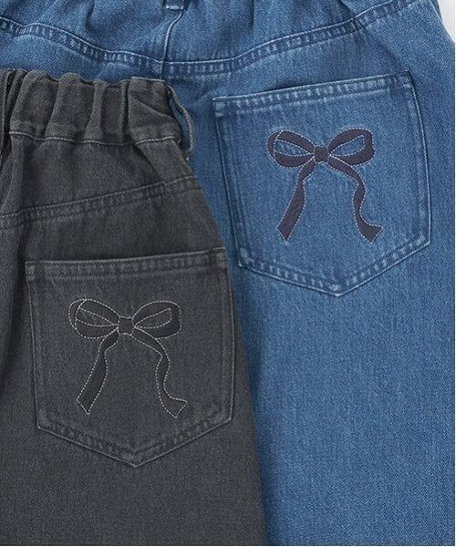 mezzo piano junior / メゾピアノジュニア ミニ・ひざ丈スカート | パール×ラインストーン　デニムミディスカート | 詳細7