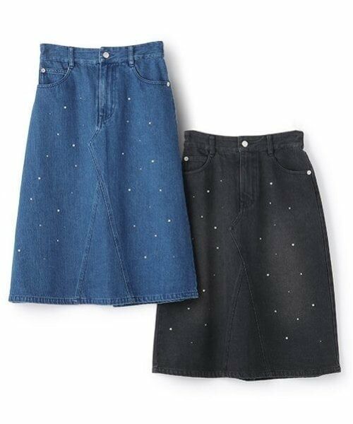 mezzo piano junior / メゾピアノジュニア ミニ・ひざ丈スカート | パール×ラインストーン　デニムミディスカート | 詳細9