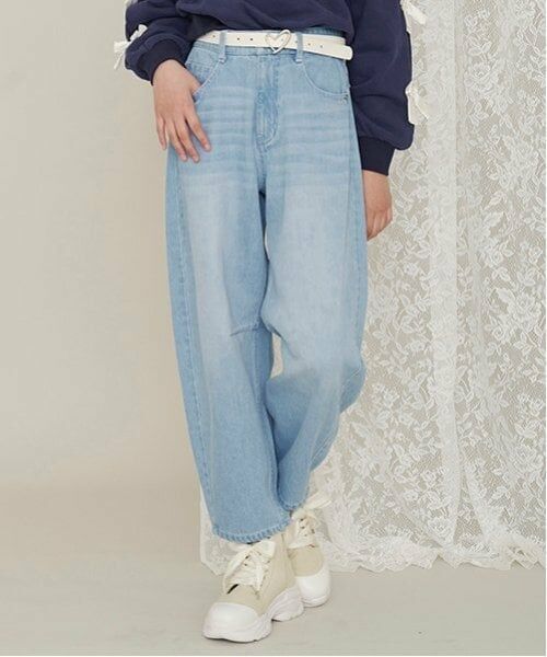 mezzo piano junior / メゾピアノジュニア その他パンツ | ウエスト細見えバレルレッグデニムパンツ | 詳細1